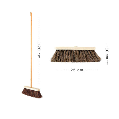 Palmera Natural Wooden Outdoor Broom with Handle for Ground Floor, Garden, Cleaning Leaves (XS, Brown) (Pack of 1) (10 inch)