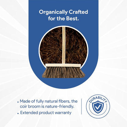 Palmera Natural Wooden Outdoor Broom with Handle for Ground Floor, Garden, Cleaning Leaves (XS, Brown) (Pack of 1) (10 inch)