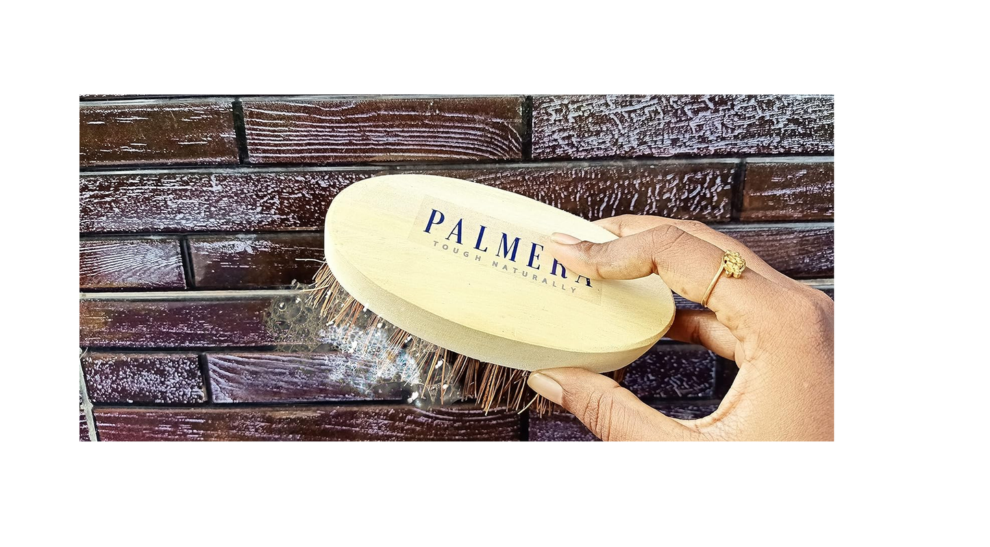 Pack of 6 Palmera Small Oval Brushes - Wooden Handle and Palmyrah Bristles - Suitable for Heavy scrubbing