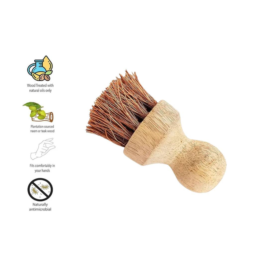 Palmera Natural Coir Tawa Brush for Spreading Oil on Dosa Tawa, Iron Tawa, Roti Tawa & Low Oil Frying on Pans (Fully Natural Food Grade Varnished Wood) (Pack of 1)