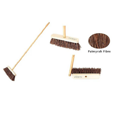 Palmera Natural Wooden Outdoor Broom with Handle for Ground Floor, Garden, Cleaning Leaves (XS, Brown) (Pack of 1) (10 inch)
