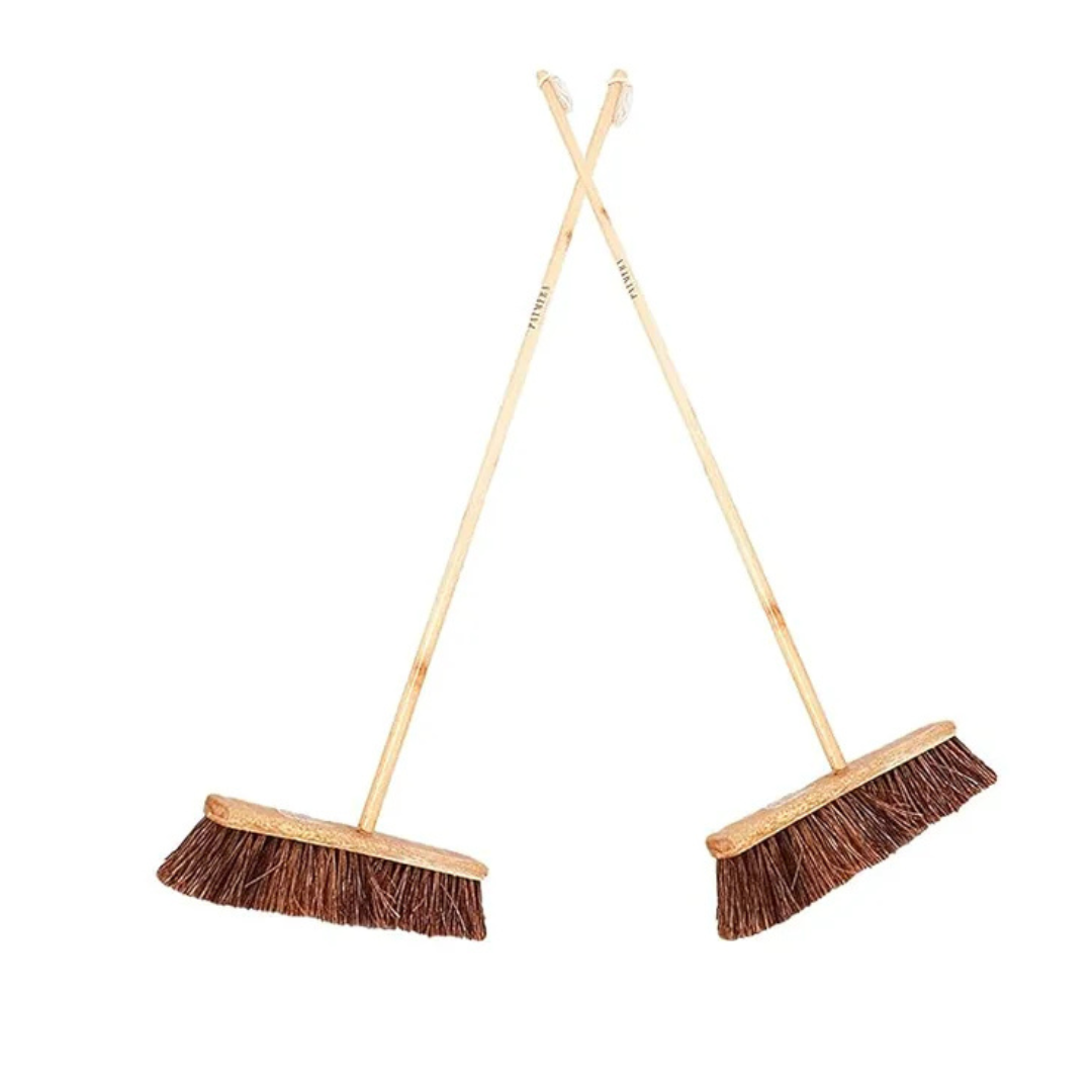 Palmera Wood Hard Floor Broom, Pack of 2, Brown, 18 inch Size