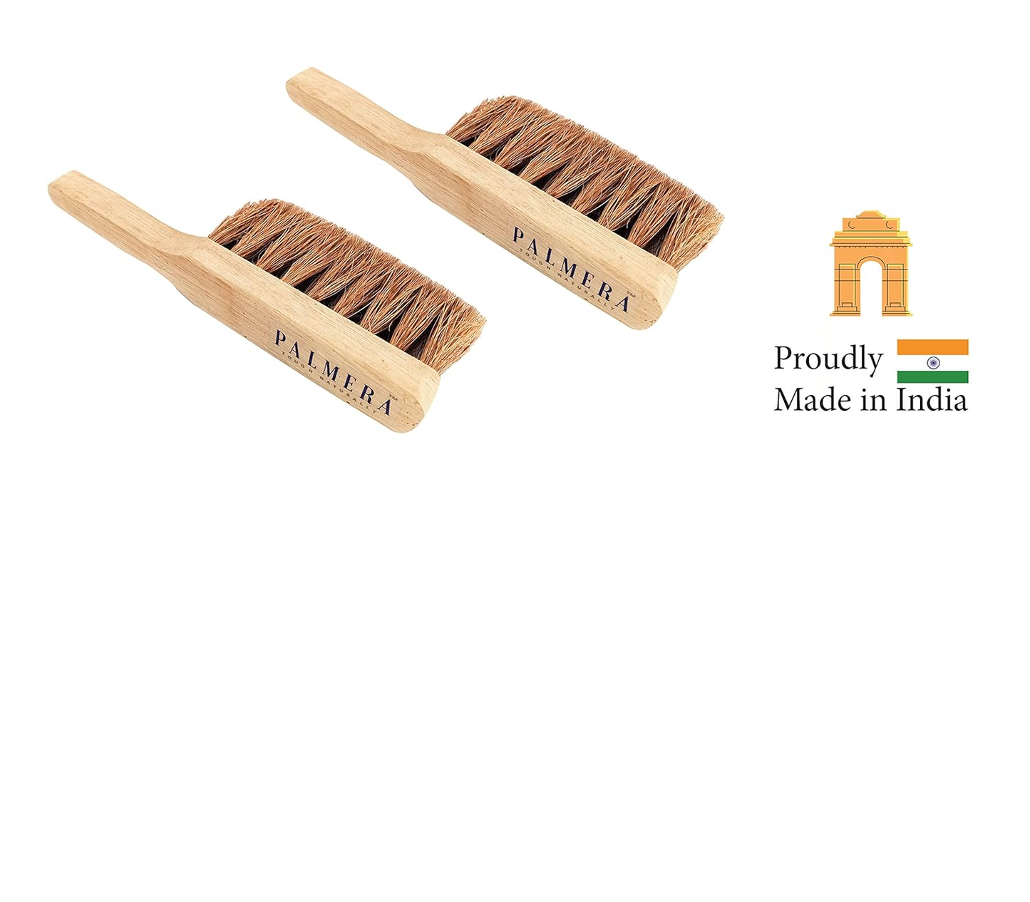 Palmera Coir Flat Banister Brush-350Gram(Natural Wood, Pack of 2)