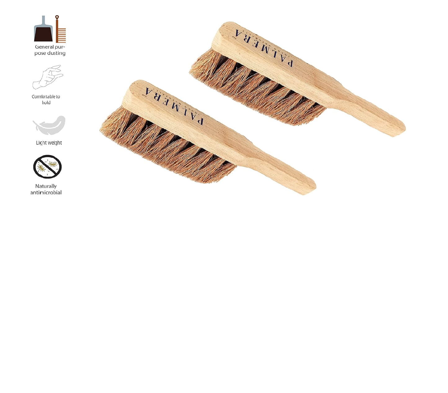 Palmera Coir Flat Banister Brush-350Gram(Natural Wood, Pack of 2)