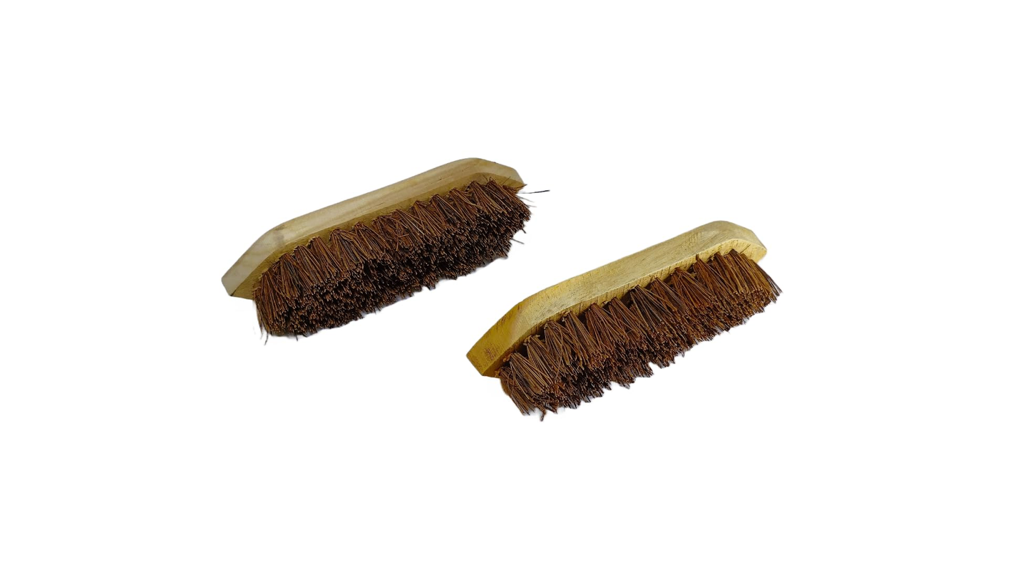 Palmyrah Natural Brush | India Business International | For Cleaning Home Bathroom Floor, Kitchen, Tile, Utensil, Car Wheels | Heavy Duty Brush for Scrubbing | Brown, 22x10.5x6 cm, 350 gm, 2 Qty. Pack