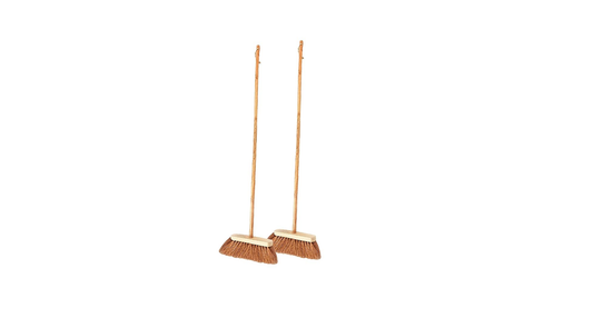 Palmera Indoor Fine Dust Sweeping Coir Broom for Erect Sweeping. Safe for Tile, Marble and Granite Flooring (Pack of 2)