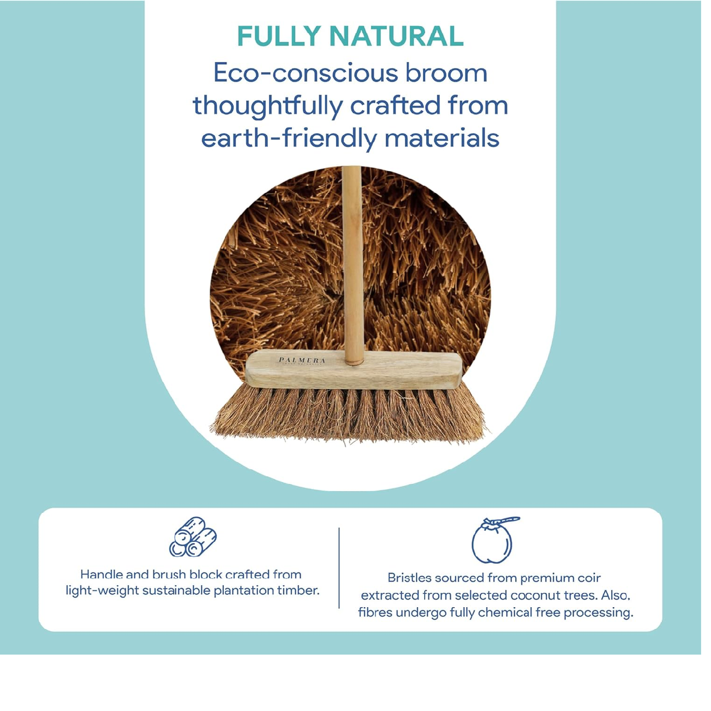 Palmera Wood Hard Floor Broom, Pack of 2, Brown, 18 inch Size