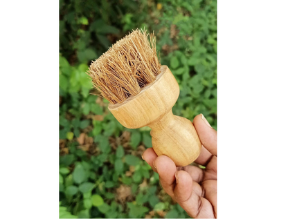 Palmera Natural Coir Tawa Brush for Spreading Oil on Dosa Tawa, Iron Tawa, Roti Tawa & Low Oil Frying on Pans (Fully Natural Food Grade Varnished Wood) (Pack of 1)