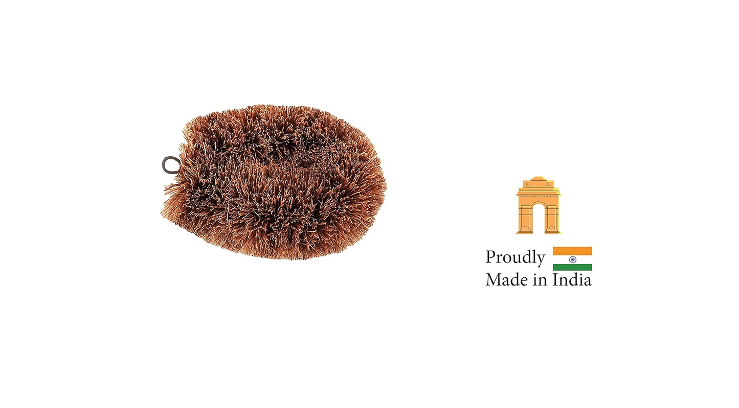 Palmera Natural Coir Tawashi Vegetable Scrub (Brown) (1, Small)